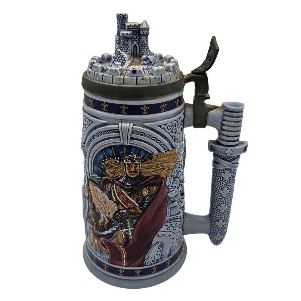 Avon Knights of the Realm Stein 1995 Handcrafted Brazil Ceramarte Sword Handle